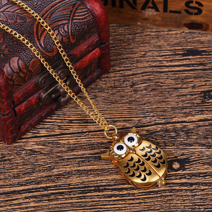 Vintage Mini Owl Shape Pendant Necklaces Quartz Watches
