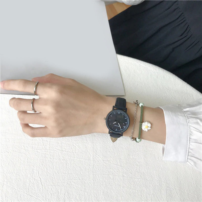 Multi-color Easy to Read Dial with Soft Vegan Leather Strap Quartz Watches