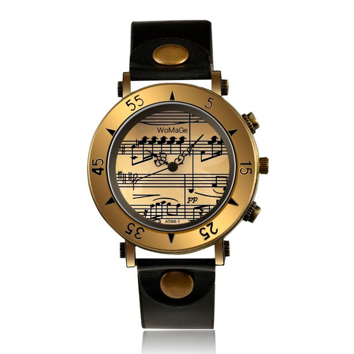 Classic Musical Note Dial with Unique Vegan Leather Strap Quartz Watches