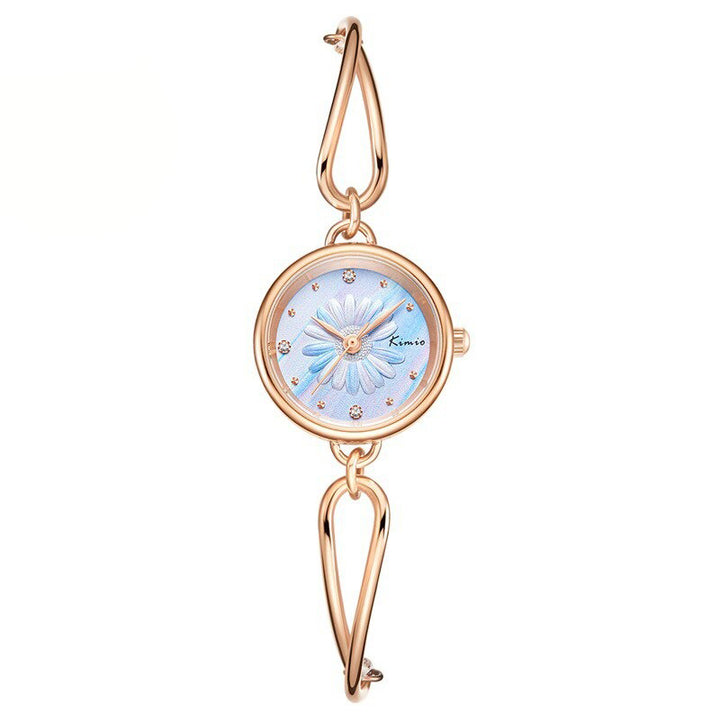 3D Embossed Daisy Flower Slim Bracelet Quartz Watches