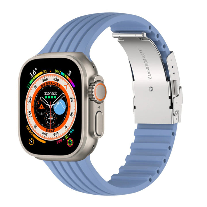 Trendy Silicone Strap with Stainless Steel Buckle for Apple Watches