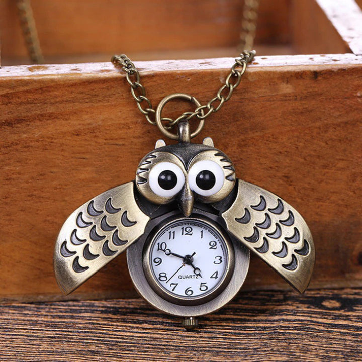 Vintage Mini Owl Shape Pendant Necklaces Quartz Watches