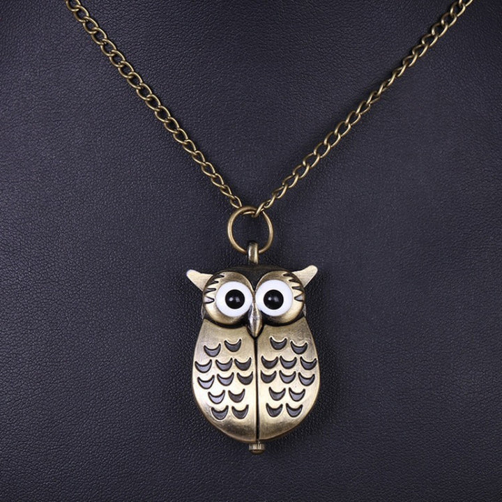 Vintage Mini Owl Shape Pendant Necklaces Quartz Watches