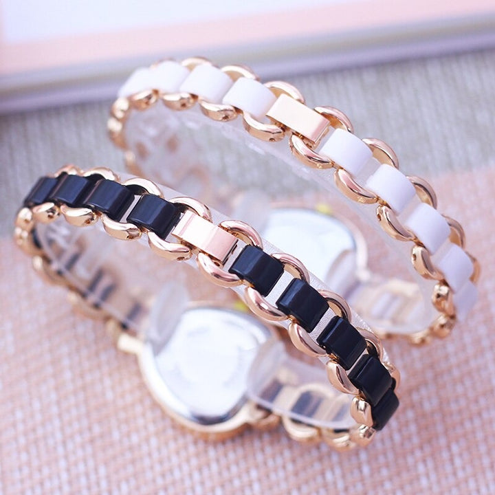 Romantic Love Heart Dial with Elegant Ceramic Strap Quartz Watches