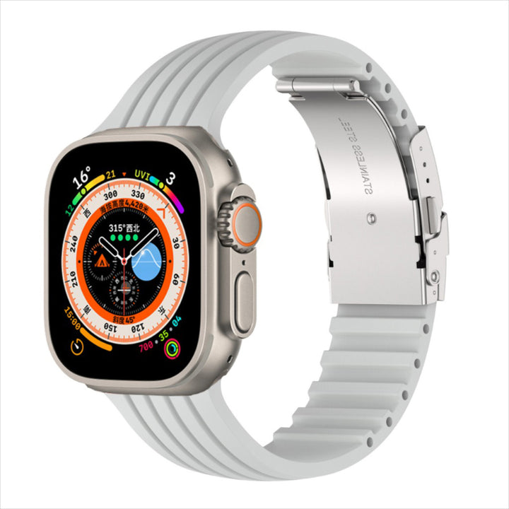 Trendy Silicone Strap with Stainless Steel Buckle for Apple Watches