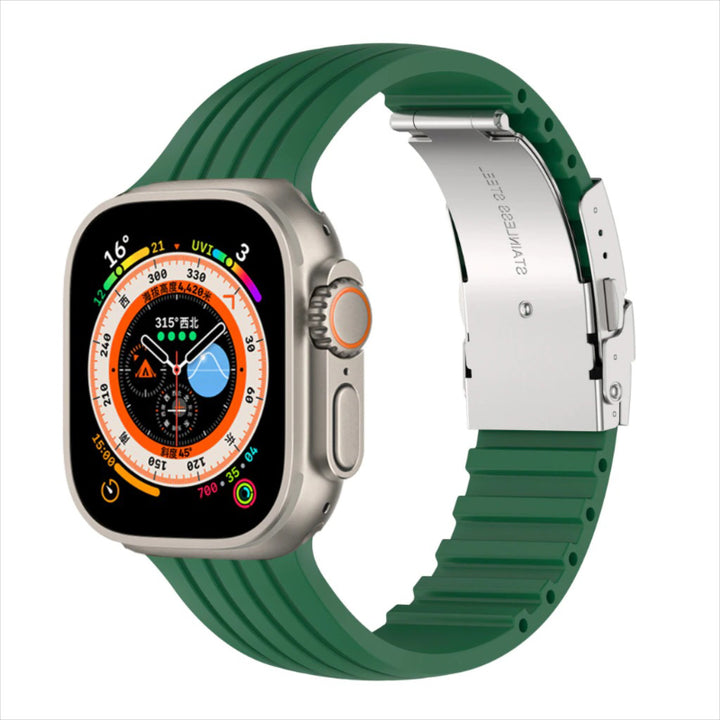 Trendy Silicone Strap with Stainless Steel Buckle for Apple Watches