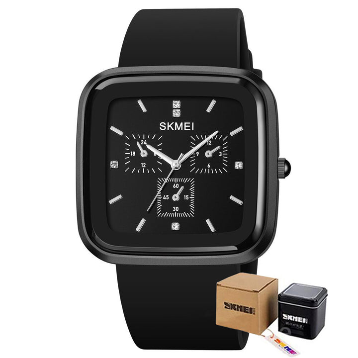 Square Case Inlaid with Brilliant Rhinestones Scale Quartz Watches