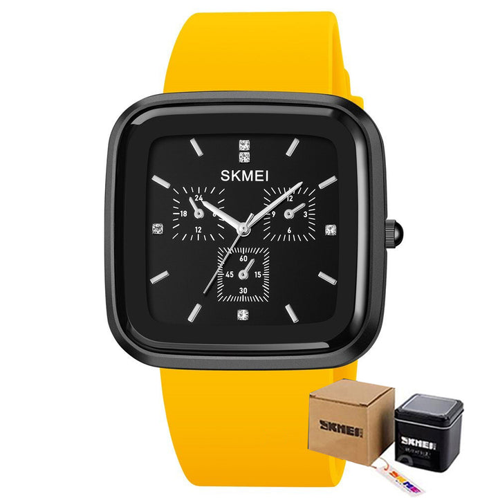 Square Case Inlaid with Brilliant Rhinestones Scale Quartz Watches