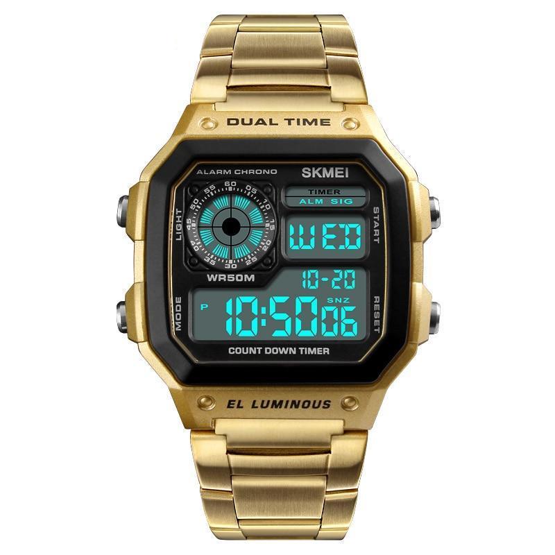 Digital Watch - The Sleek Compass™ Casual Stainless Steel Digital Watches For Men