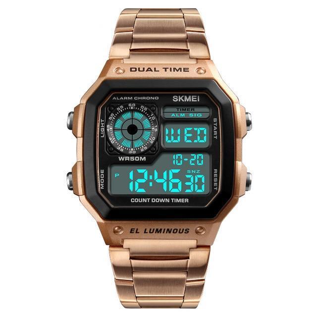 Digital Watch - The Sleek Compass™ Casual Stainless Steel Digital Watches For Men