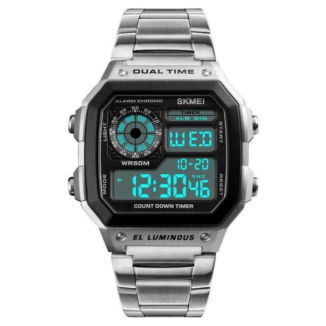 Digital Watch - The Sleek Compass™ Casual Stainless Steel Digital Watches For Men