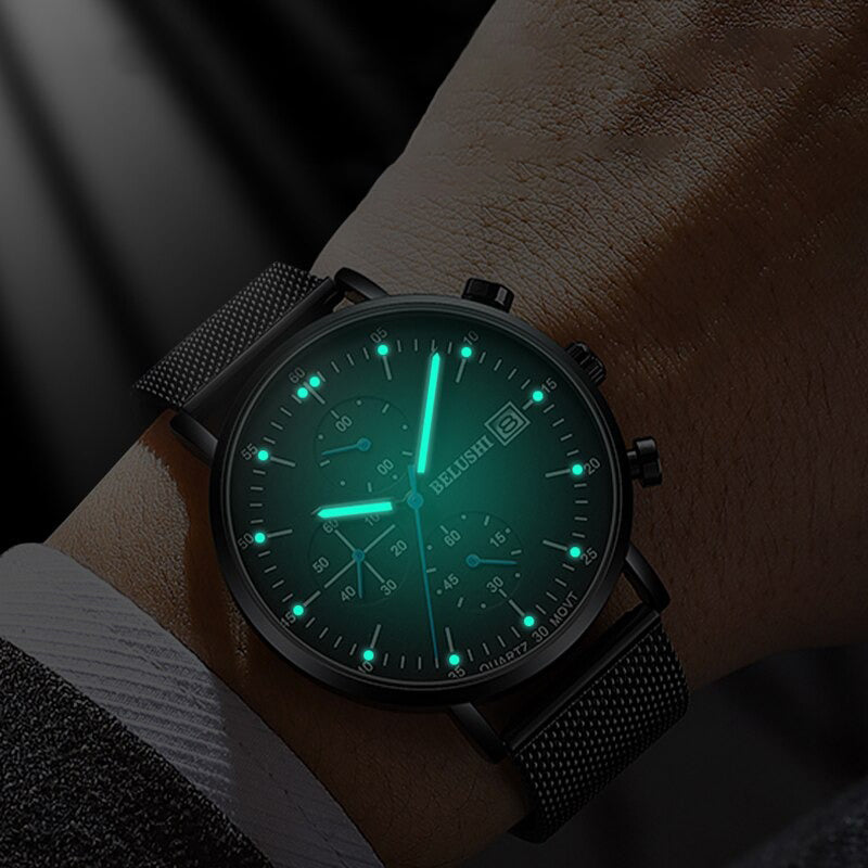 Stainless Steel Luminous Hands Large Dial Chronograph Watches