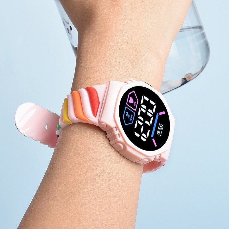 Colorful Rainbow Silicone Strap Children's Digital Watches