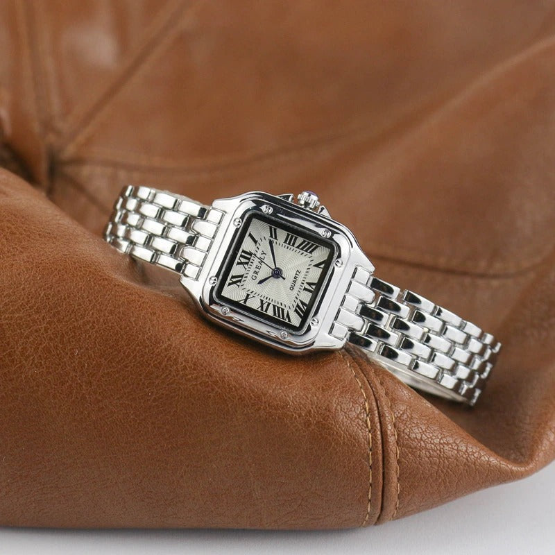 Classic Stainless Steel Roman Numeral Dial Quartz Watches