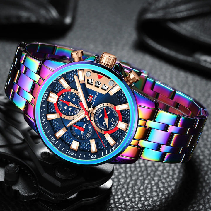 Trendy Rainbow Fashion Business and Sports Chronograph Watches