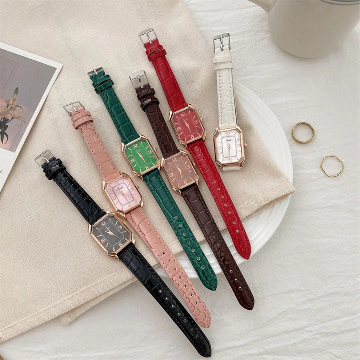 Minimalist Classic Rectangle Case with Vegan Leather Strap Quartz Watches