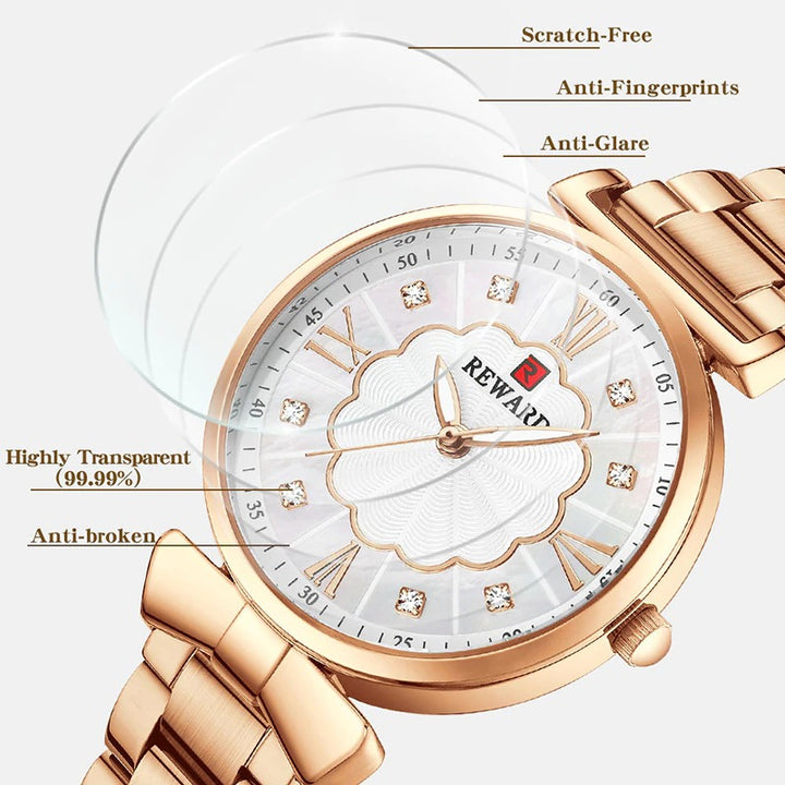 Chic Flower Dial with Rhinestone Inlay Ultra-thin Luminous Quartz Watches
