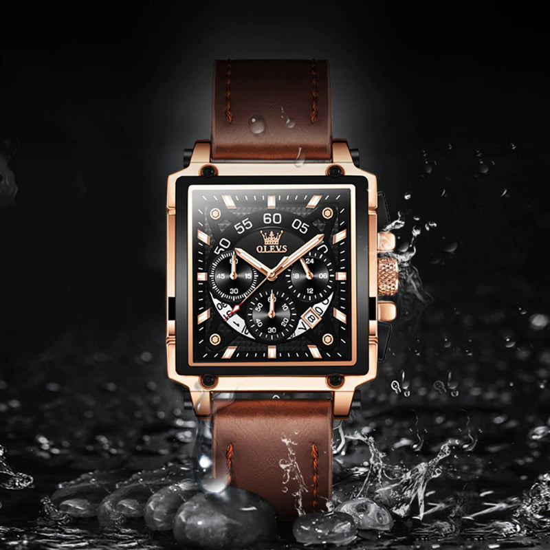 Luminous Square Case Vegan Leather Strap Quartz Watches