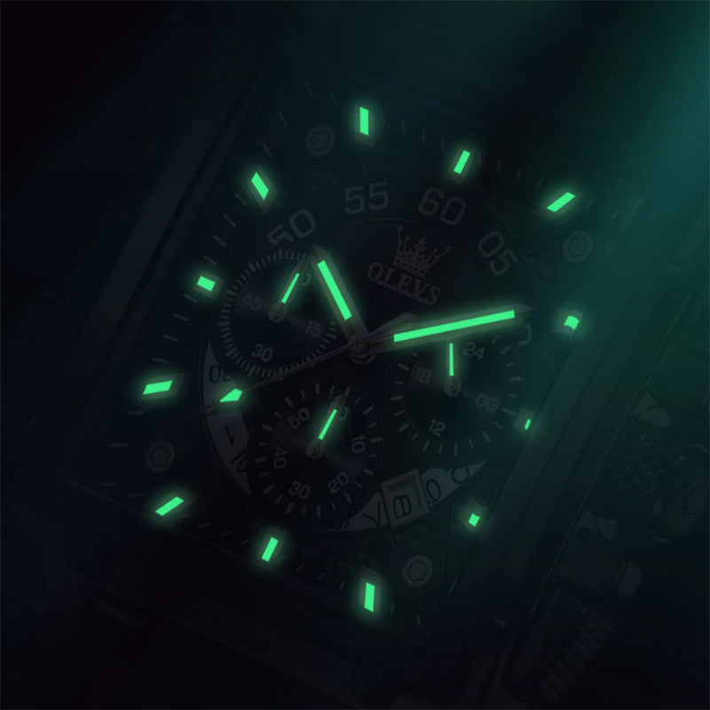 Luminous Square Case Vegan Leather Strap Quartz Watches