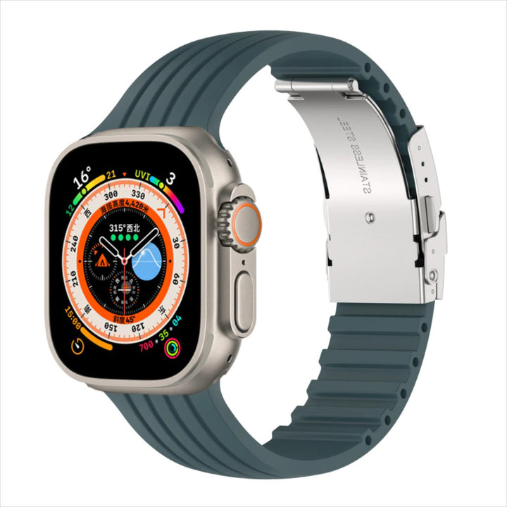 Trendy Silicone Strap with Stainless Steel Buckle for Apple Watches