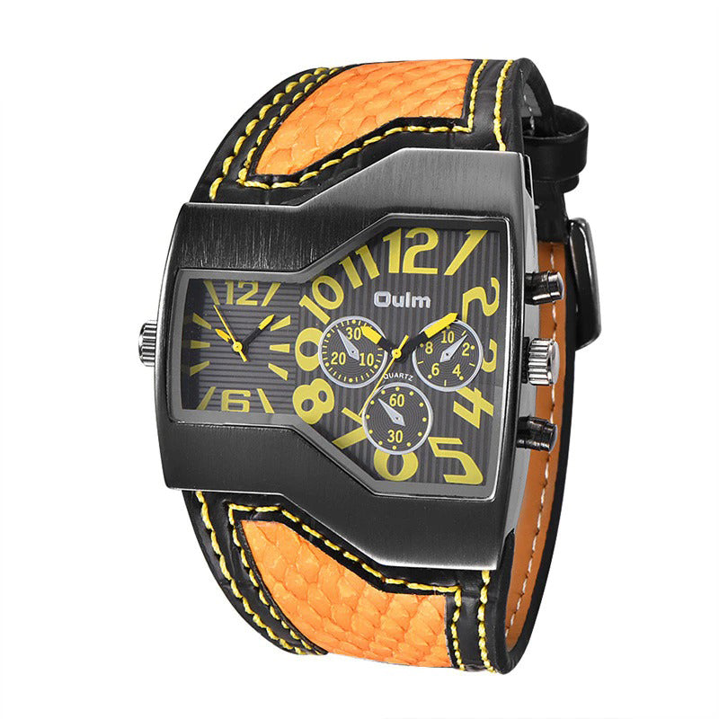Military Sports Chronograph Display with Vegan Leather Strap Watches