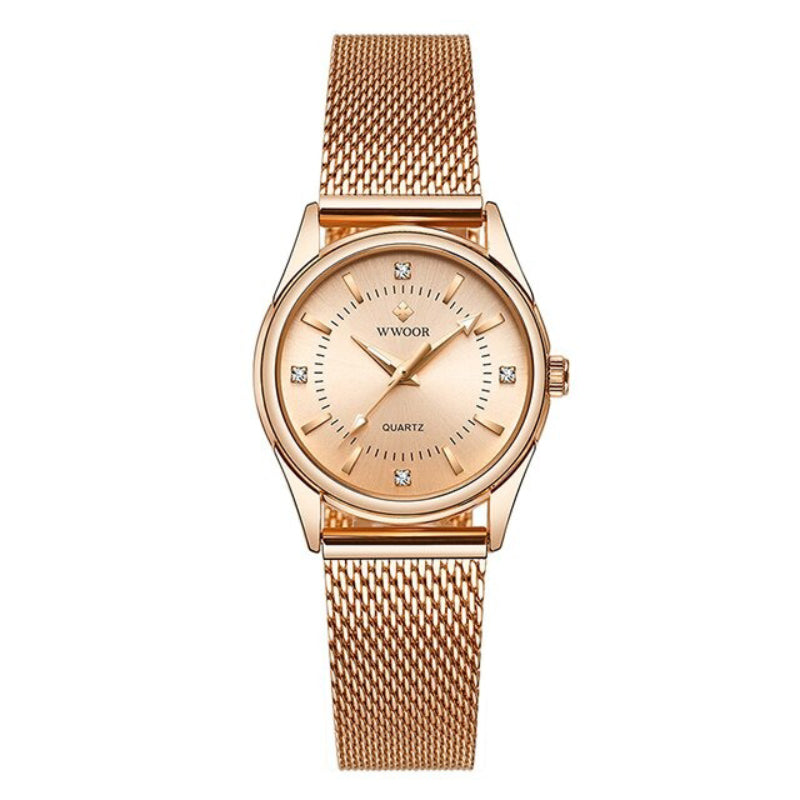 Classic Luxury Style Rhinestone Encrusted Stainless Steel Quartz Watches