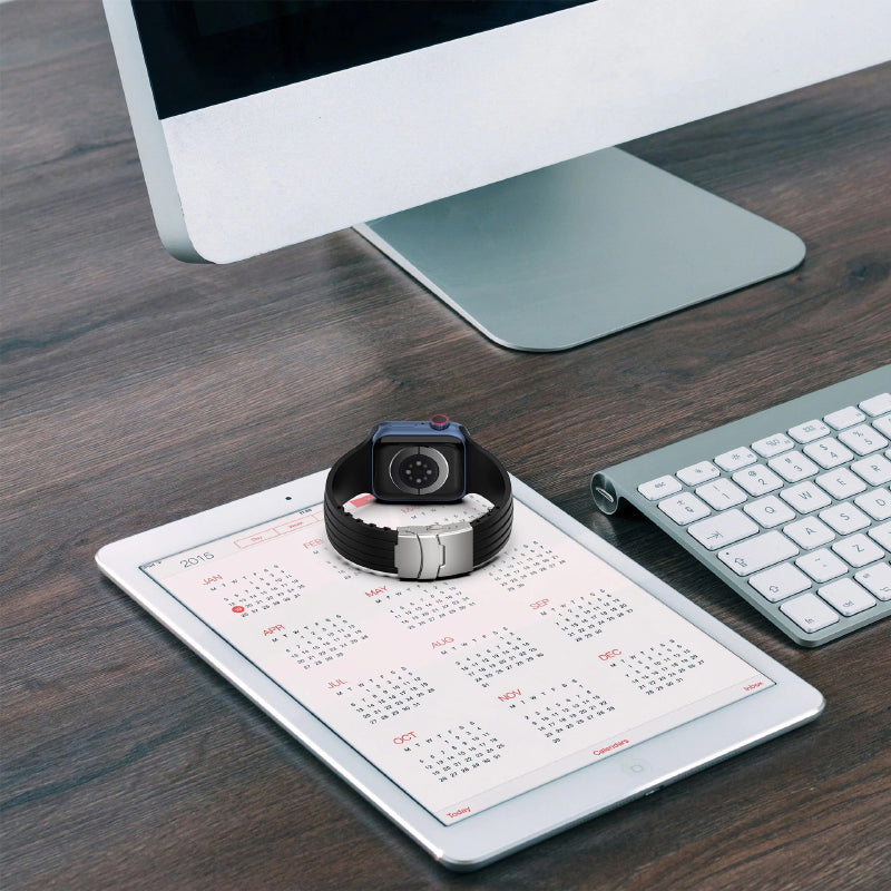 Trendy Silicone Strap with Stainless Steel Buckle for Apple Watches