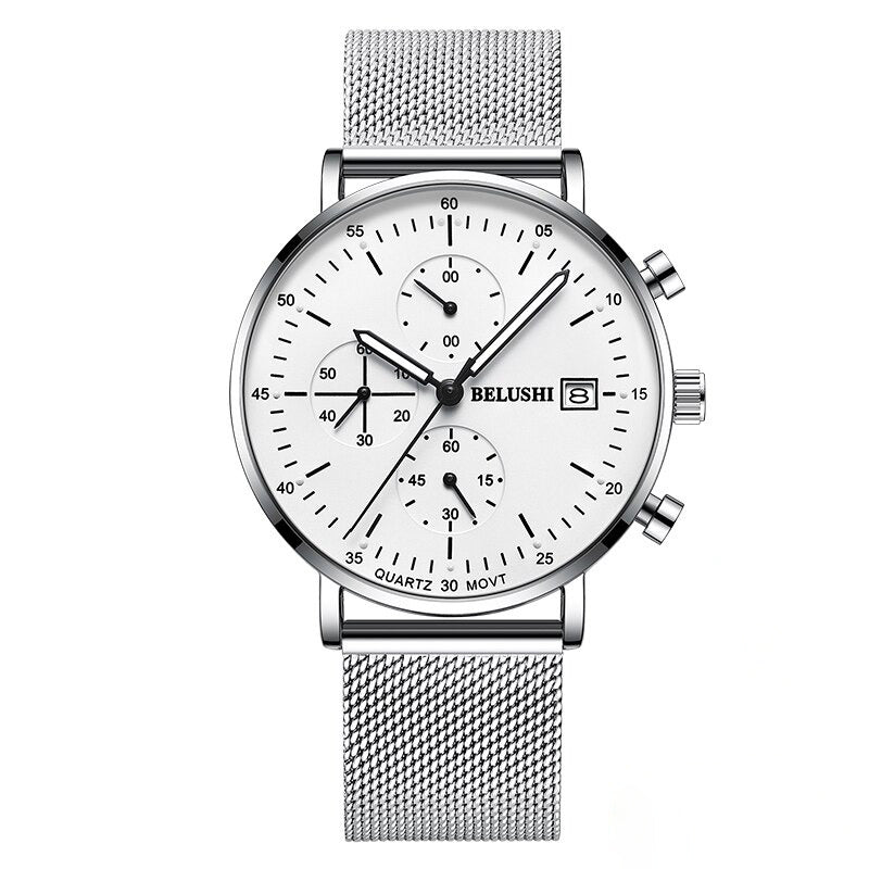 Stainless Steel Luminous Hands Large Dial Chronograph Watches