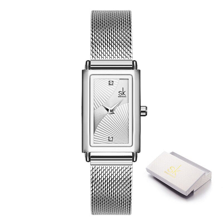 Classic Minimalist Trend Rectangle Case with Vegan Leather Strap Quartz Watches