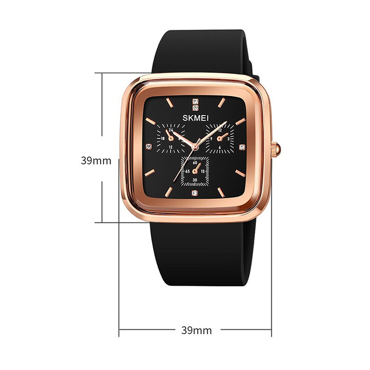 Square Case Inlaid with Brilliant Rhinestones Scale Quartz Watches