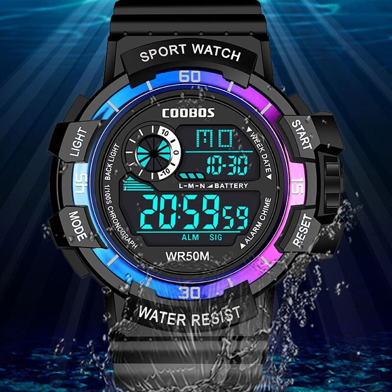 Water-resistant Military Style Digital Watch for Kids