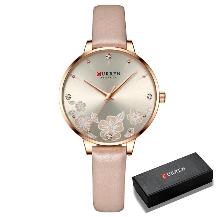 UPDATE PRODUCT TYPE - Charismatic Flower Dial With Vegan Leather Strap Quartz Watch