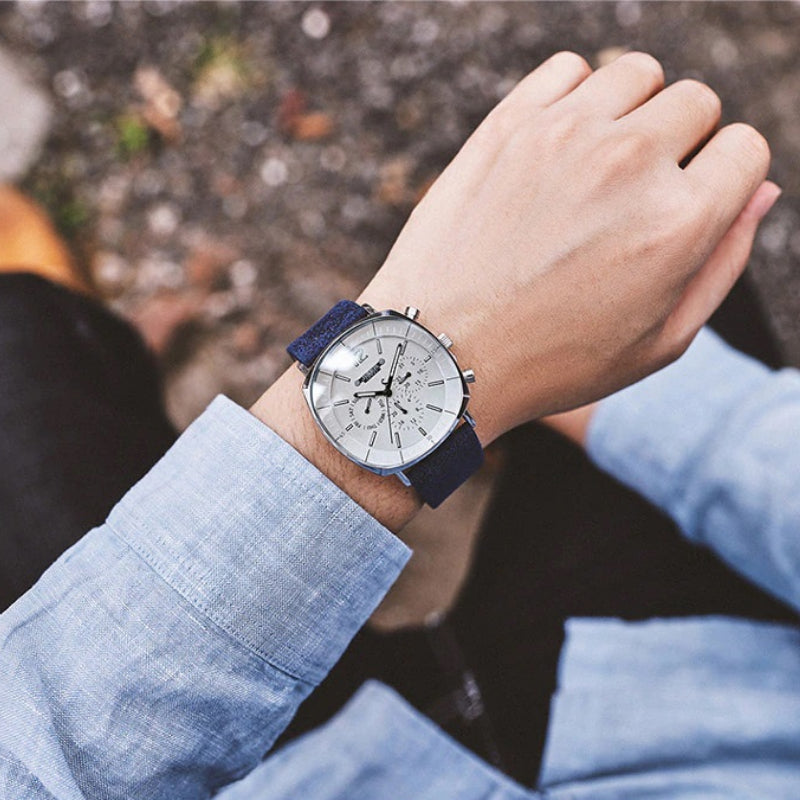 Business and Fashion Oversized Square Case with Vegan Leather Strap Quartz Watches