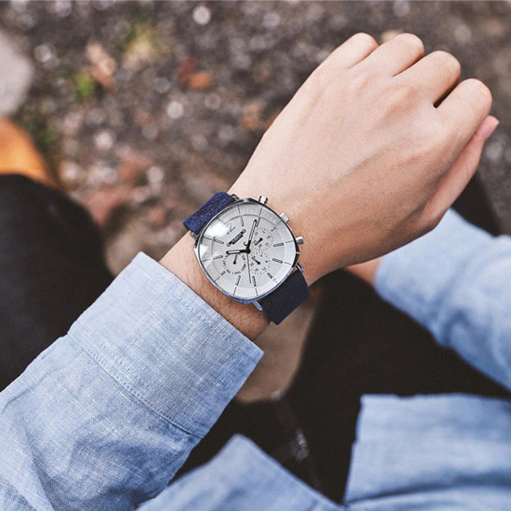 Business and Fashion Oversized Square Case with Vegan Leather Strap Quartz Watches