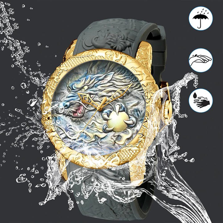 Watch - 3D Gold Dragon Sculpture Quartz Watch