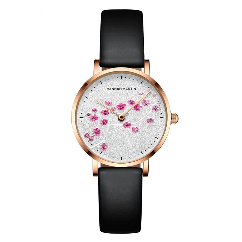 Watch - Captivating Embossed Flower Dial Quartz Watch
