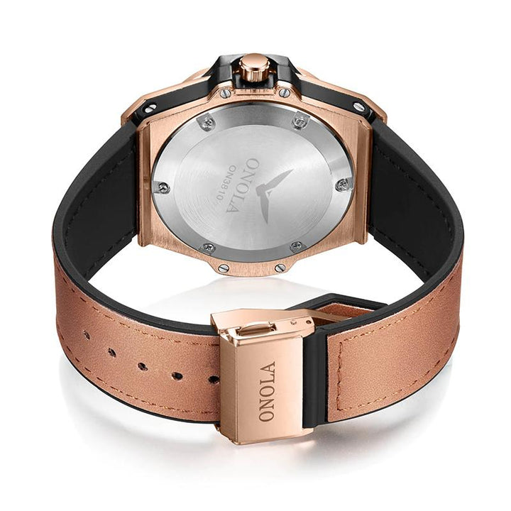 Watch - Decorative Geometric Figure Dial Leather Strap Quartz Watch