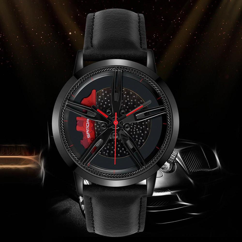 Watch - Fashion Wheel Series Dial With Leather Strap Quartz Watch