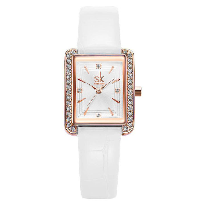 Watch - Fashionable Square Case With Sophisticated Band Quartz Watch