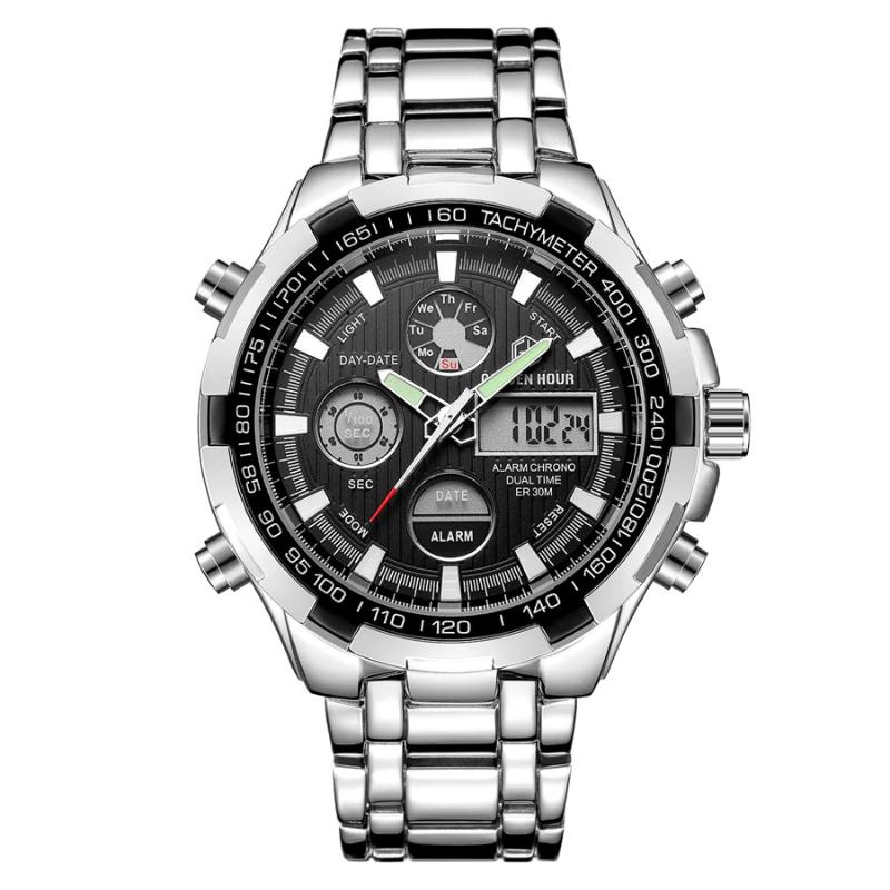 Watch - Full Steel Water Resistant Military Sport Digital Quartz Watch