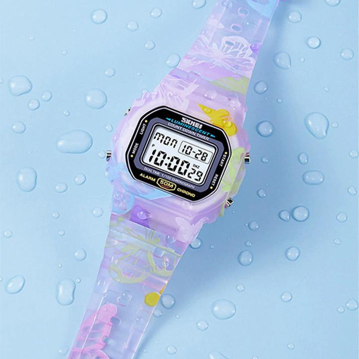 Watch - Luminous And Colorful Printed Butterfly Strap Digital Watch