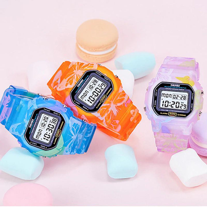 Watch - Luminous And Colorful Printed Butterfly Strap Digital Watch