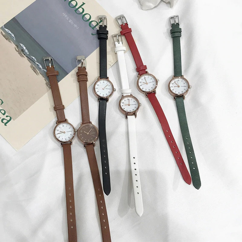 Women’s Small Minimalist Wrist Watch With PU Leather Straps