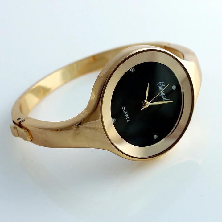 Watch - Stainless Steel Rhinestone Dial Bangle Watch