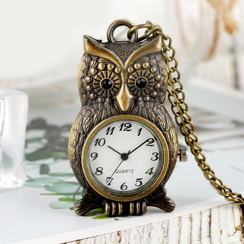 Watch - Vintage Bronze Owl Shape Quartz Pocket Watch