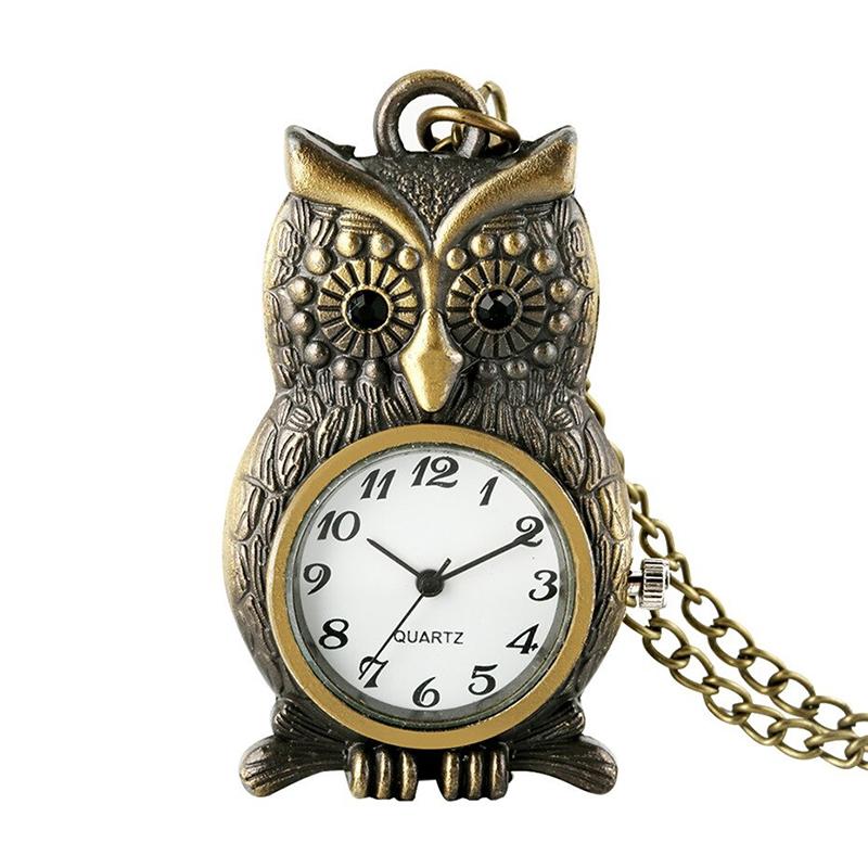 Watch - Vintage Bronze Owl Shape Quartz Pocket Watch