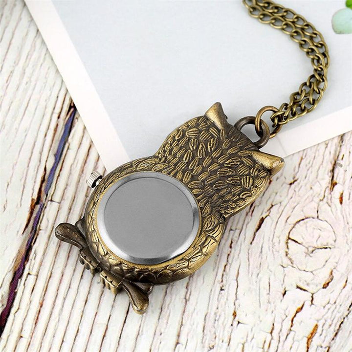 Watch - Vintage Bronze Owl Shape Quartz Pocket Watch