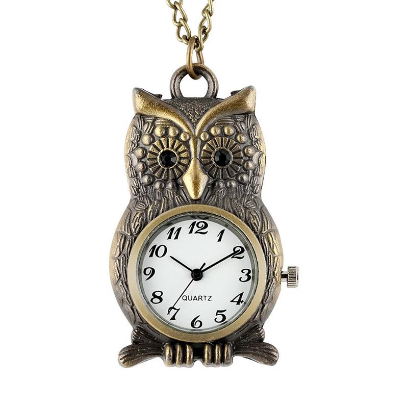 Watch - Vintage Bronze Owl Shape Quartz Pocket Watch