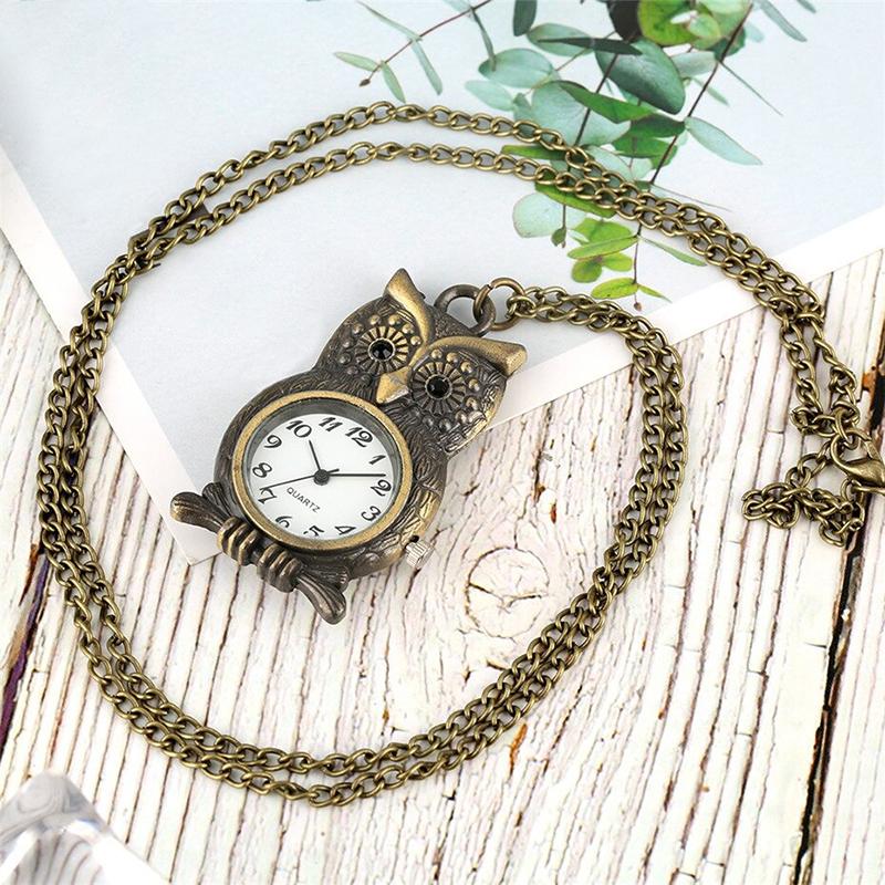 Watch - Vintage Bronze Owl Shape Quartz Pocket Watch
