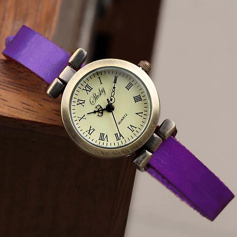 Vintage Glam Roman Numerals Dial with Vegan Leather Strap Quartz Watches
